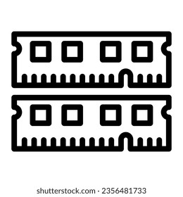 RAM module line icon, electronics concept, memory module fragments vector sign on white background, outline style icon for mobile concept and web design. Vector graphics