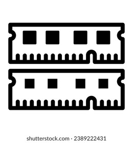 RAM module solid icon, electronics concept, memory module fragments vector sign on white background, glyph style icon for mobile concept and web design. Vector graphics