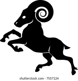 Ram.  Monochrome vector illustration of a stylised ram