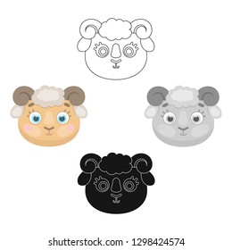 Ram muzzle icon in cartoon style isolated on white background. Animal muzzle symbol stock vector illustration.