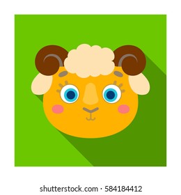 Ram muzzle icon in flat style isolated on white background. Animal muzzle symbol stock vector illustration.