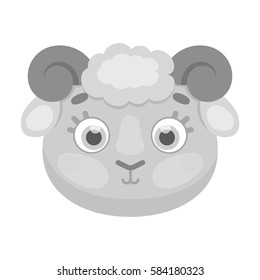 Ram muzzle icon in monochrome style isolated on white background. Animal muzzle symbol stock vector illustration.