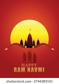 Ram Navami 2026 festive temple sunset vector poster