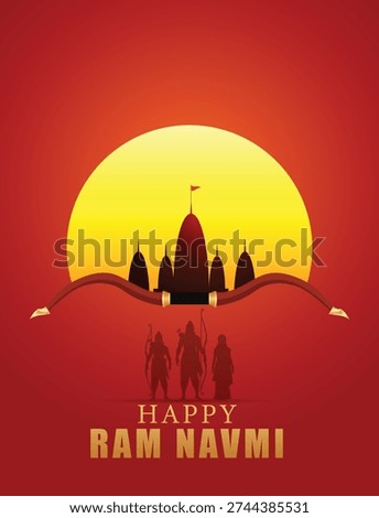 Ram Navami 2026 festive temple sunset vector poster