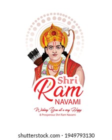 Ram Navami (Birthday of Lord Rama) with message in hindi meaning Shri Ram Navami poster,banner background.