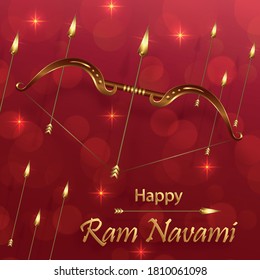 Ram Navami celebration , the Rama Lord festival with oriental elements on paper color background for Shree Ram Navami festival