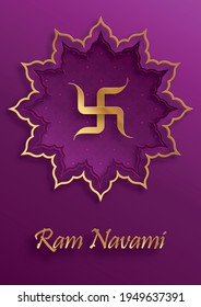 Ram Navami celebration , the Rama Lord festival with oriental elements on paper color background for Shree Ram Navami festival