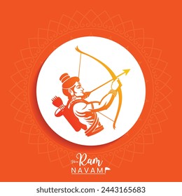 Ram navami festival greeting with lord ram vector