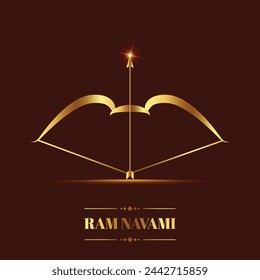 Ram navami golden bow arrow greeting design