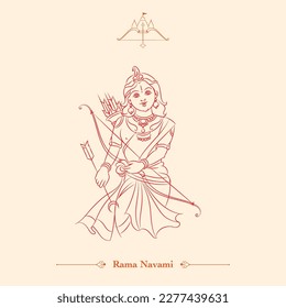 ram navami lord rama line drawing vector