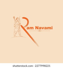 ram navami lord rama line drawing vector poster design