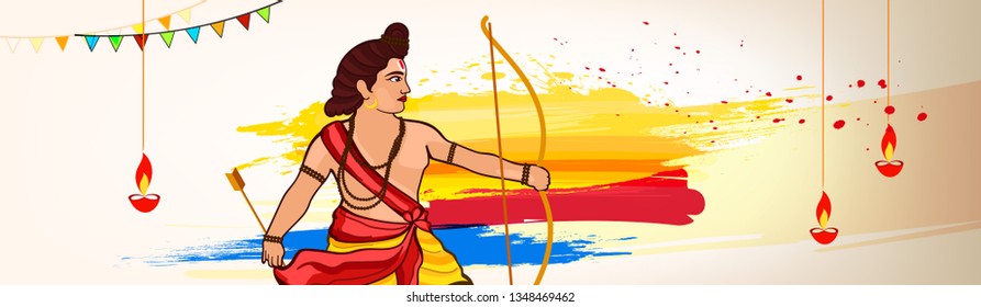 Ram Navmi vector illustratiin header bannner greeting with text and frames