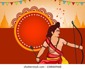 Ram Navmi vector illustratiin header bannner greeting with text and frames