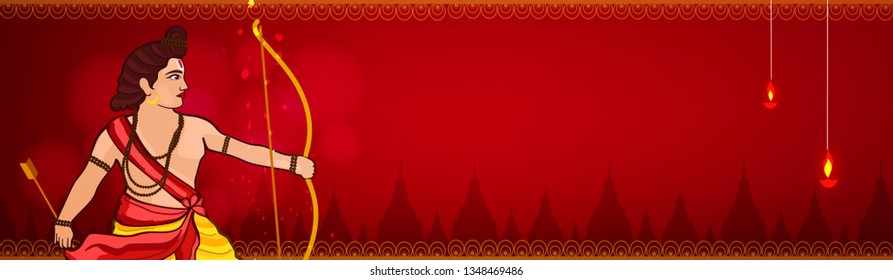 Ram Navmi vector illustratiin header bannner greeting with text and frames