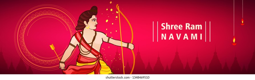 Ram Navmi vector illustratiin header bannner greeting with text and frames