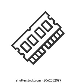 RAM outline icon, electronic and computer operation processing storage