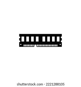 RAM, Random access memory icon in black flat glyph, filled style isolated on white background