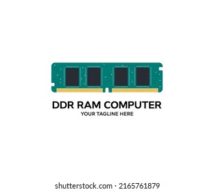 RAM Random Access Memory modules. Contacts, connecting tracks and microchips of a computer logo design. Equipment and computer hardware vector design and illustration.