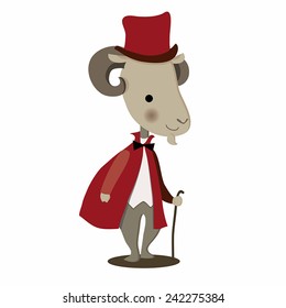 Ram in a red coat