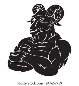  Ram Sheep Strong Mascot Tattoo
