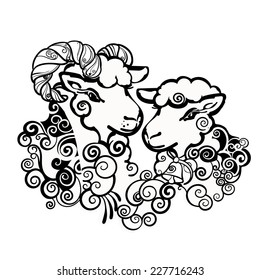 Ram and sheep, symbol of Year 2015