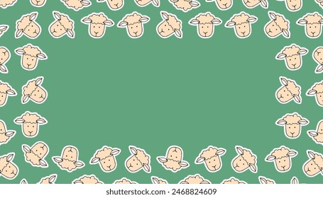 ram. sheepmeat. Doodle. meat. pattern. the poster. frame. vector. retro palette. on a colored background. place for the inscription. hand-drawn.
