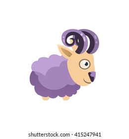 Ram Simplified Cute Illustration In Childish Colorful Flat Vector Design Isolated On White Background 