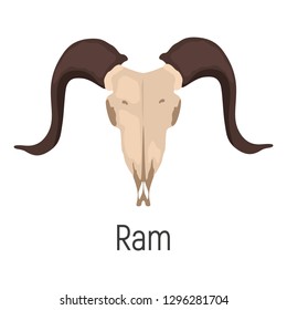 Ram skull color vector icon. Flat design
