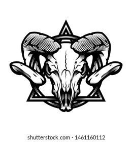 Ram skull and geometric symbol 