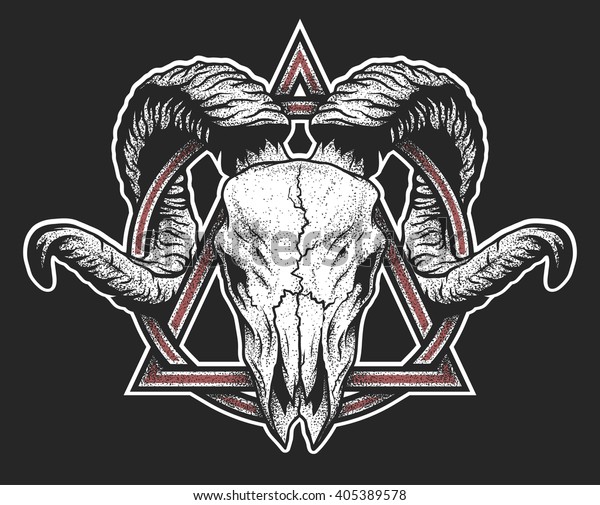 Ram Skull Geometric Symbol Dotwork Style Stock Vector (Royalty Free ...