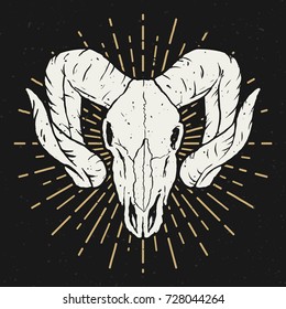 Ram skull illustration. Design element for poster, t shirt. Vector illustration