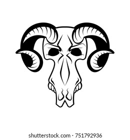 Ram skull isolated. Religion Totem animal symbol. Object for witchcraft. Accessory witch. Vector illustration
