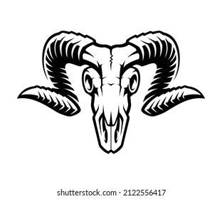 Ram Skull Logo isolated on the white backgound