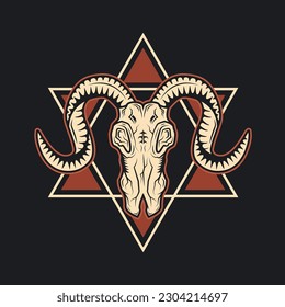 ram skull vector element art design in black background concept template web