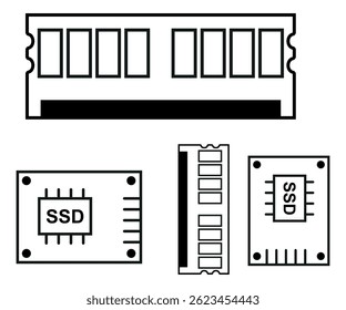 RAM and SSD Icon Set Vector Illustration