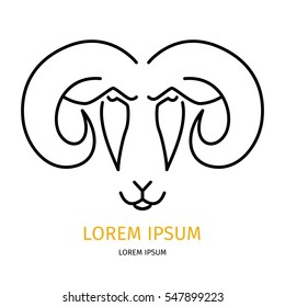 Ram symbol, logo, emblem. Contour Design.