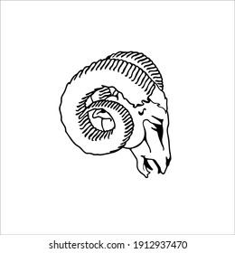 Ram Symbol Logo. Tattoo Design. Vector Illustration.