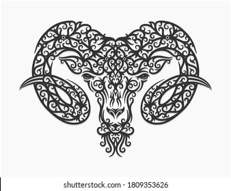 ram tribal ornament illustration vector