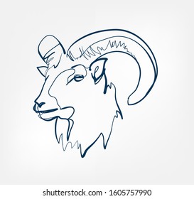  ram vector animal wild one line design