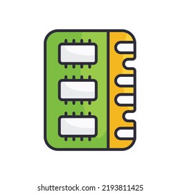Ram vector Filled Outline Icon Design illustration on White background. EPS 10 File 