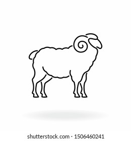 Ram vector icon. Livestock illustration  isolated on white background. Mutton symbol. 