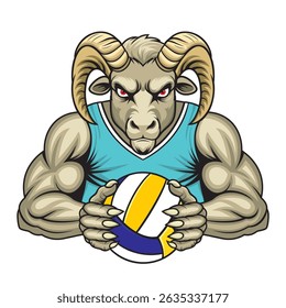 ram volleyball mascot vector illustration volleyball mascot design