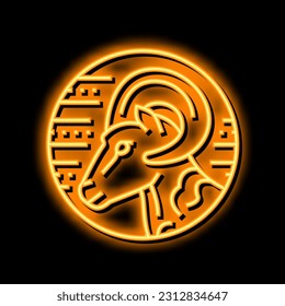 ram zodiac neon light sign vector. ram zodiac illustration