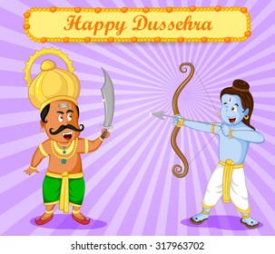 Rama killing Ravana during Dussehra in vector