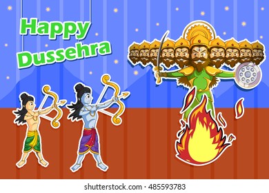 Rama killing Ravana during Dussehra in vector