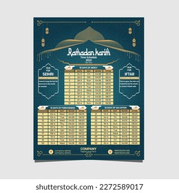 Ramaadan time calender schedule flyer.Ramadan Seihri and Iftar Time Sehedule design Stay organized during Ramadan with our customizable time calendar schedule flyer design. Eye-catching layout .