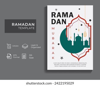 Ramada Mubarak Greeting card . Ramadan Banner template in vector.Ramadan Background with mosjid lantern .islamic background