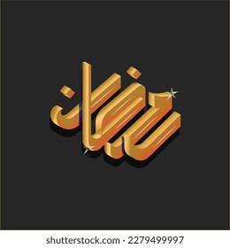 Ramada typography in Arabic holy Ramadan month written in the isometric Arabic word 