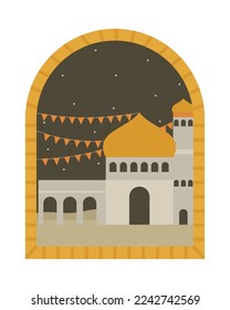 ramadam kareem design with mosque building