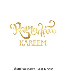 Ramadam Kareem hand lettering, muslim holiday calligraphy, isolated on white background.